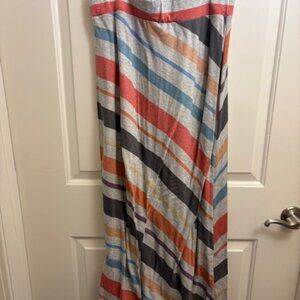 Multicolor Striped Midi Skirt – Elastic Waist